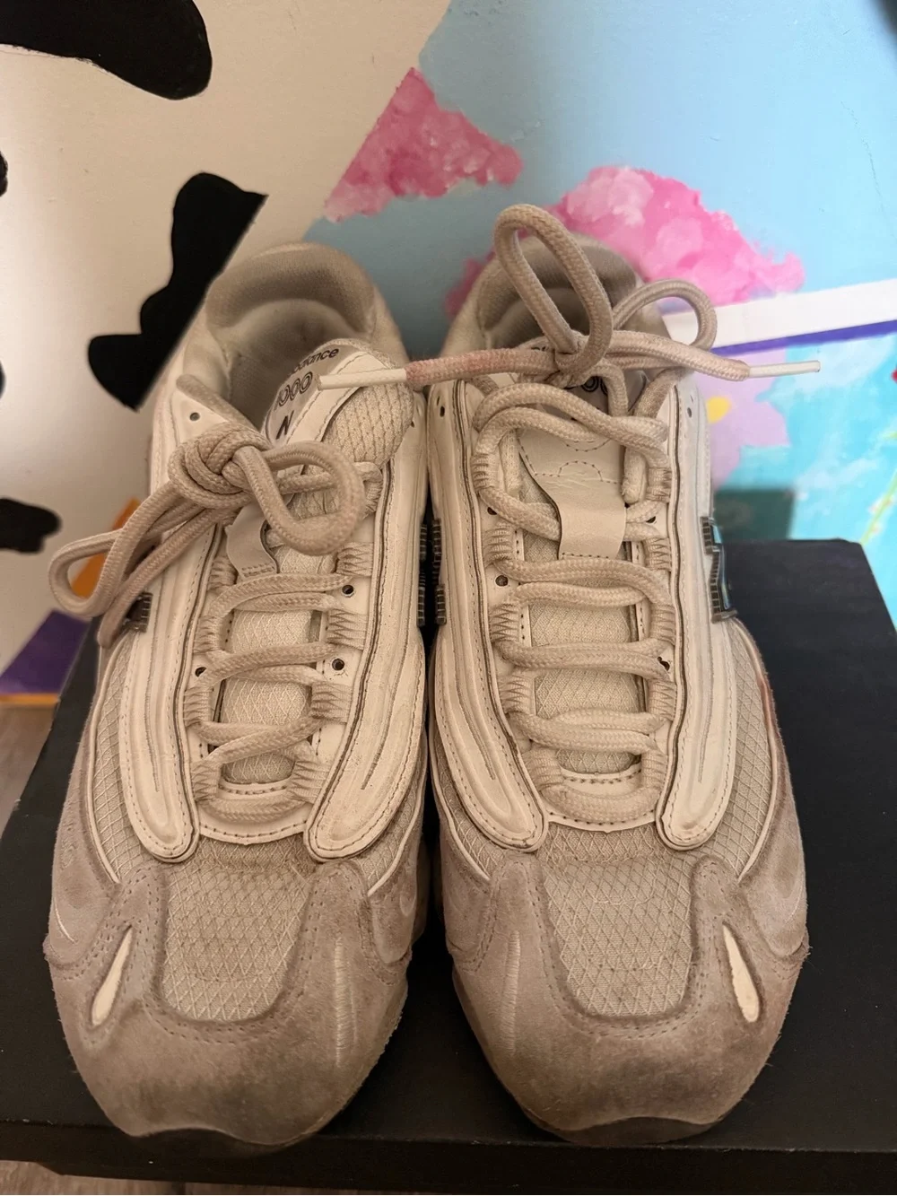 New Balance Kids Beige and White Cushioned Sneakers